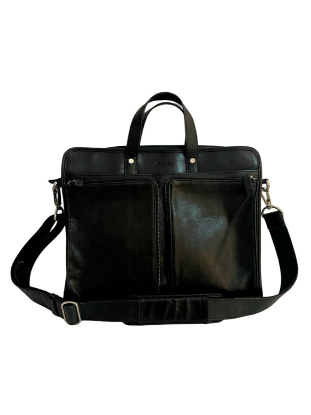 Kenneth Cole Black Leather Briefcase Laptop Bag